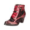 Schnürstiefelette LAURA VITA "LAURA VITA Stiefelette Leder/Textil", Damen, Gr. 38, pink, rot, Leder, Textil, casual, Schuhe