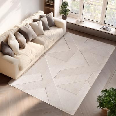 Teppich AYYILDIZ TEPPICHE "POMPEI 1613", beige (creme), B:140cm H:12mm L:200cm, Microfaser, Teppiche, Läufer, pflegeleichte Oberfläche, leicht zu reinigen, Kurzflor Image