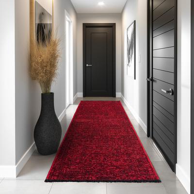Teppich AYYILDIZ TEPPICHE "SPACE 1900", rot, B:80cm H:7mm L:150cm, Chenille, Teppiche, Läufer, Kurzflor, Boho, Vintage, Wohnzimmer Image