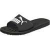Badesandale PUMA "PURECAT", Gr. 39, schwarz-weiß (schwarz, weiß), Synthetik, sportlich, Schuhe Badelatschen Pantolette