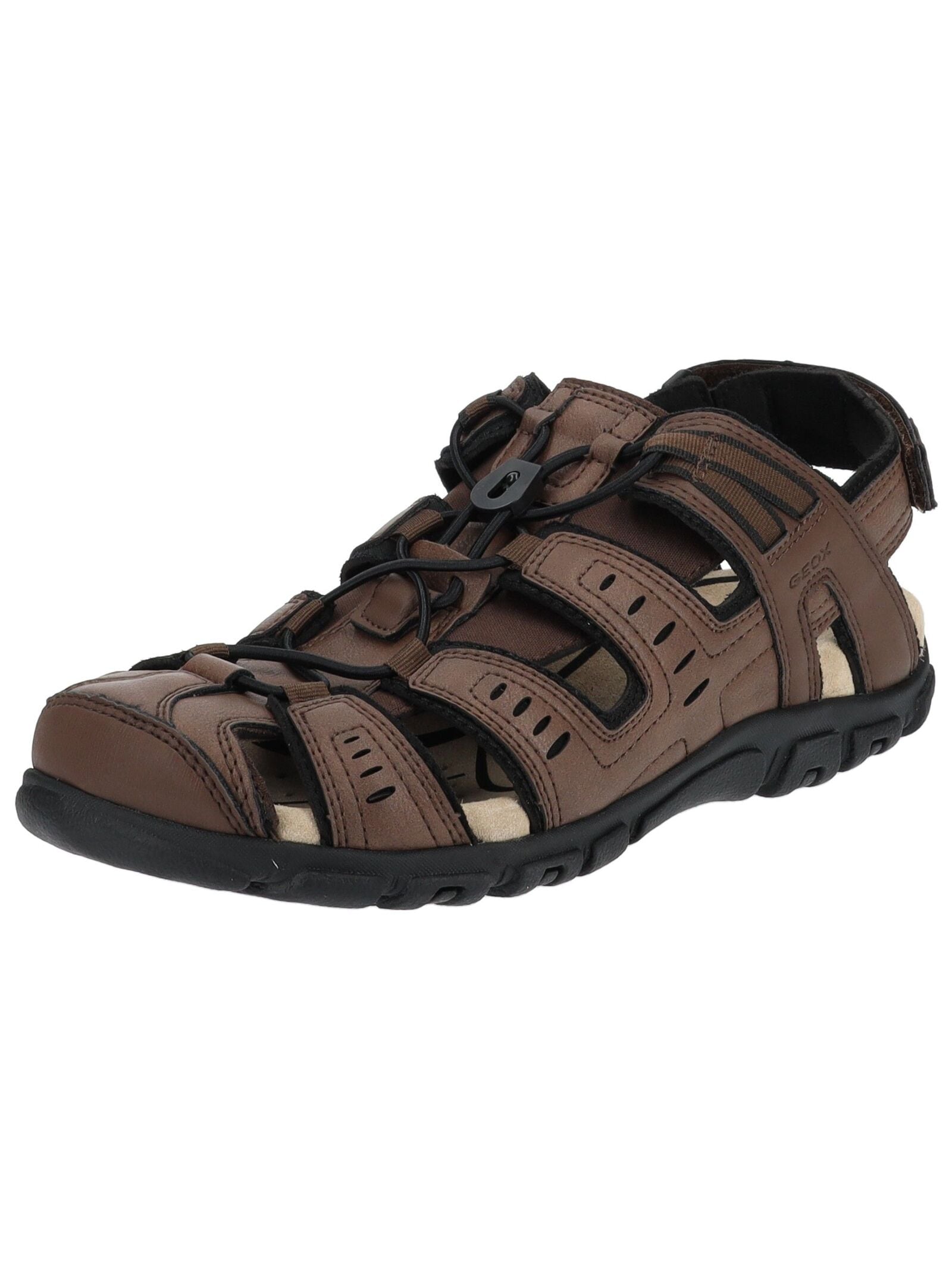 Sandale GEOX "Geox Wanderschuhe Lederimitat", Damen, Gr. 44, braun (dunkelbraun), Lederimitat, Schuhe Sandale