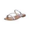 Pantolette GEOX "Geox Pantoletten Leder", Damen, Gr. 36, silber, Leder, casual, Schuhe