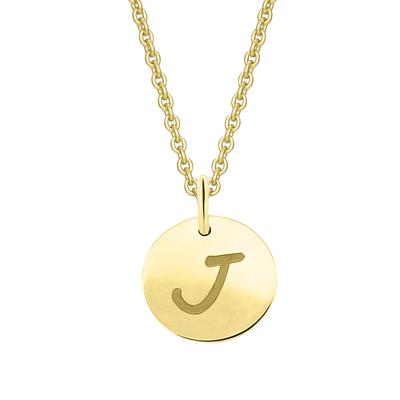 Namenskette ONE ELEMENT "Halskette - Namenskette mit Buchstabe J Buchstaben Anhänger aus", gold, Halsketten, Damen, J, Gelbgold 333-Gold, Gelbgold 333, Gold, stufenlos verstellbare Halskette bis 45 cm Image