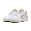 Sneaker PUMA "Rebound v6 Aqua Metallics Sneakers mit niedrigem Schaft", Gr. 36, weiß (weiß gold alpine snow), Obermaterial: Synthetik, Textil; Futter: Textil; Innensohle: Textil; Laufsohle: Gummi, Schuhe