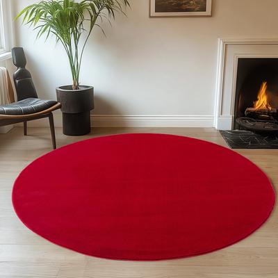 Teppich AYYILDIZ TEPPICHE "JOY 1400", rot, H:11mm Ø:120cm, Polyester, Teppiche, uni Kurzflor, Wohnzimmer, viele Größen Image