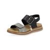 Riemchensandale REMONTE "Remonte Sandalen Glattleder", Damen, Gr. 39, schwarz (schwarz, weiß), Glattleder, casual, Schuhe