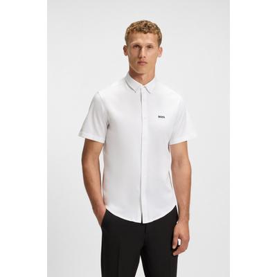 Kurzarmhemd BOSS GREEN "B Motion S", Herren, Gr. XXL, N-Gr, weiß (weiß100), Jersey, Obermaterial: 100% Baumwolle, unifarben, casual, regular fit hüftbedeckend, Kurzarm eingefasste Kante, Hemden, softe Baumwolle, Vier-Wege-Stretch, knitterfrei Image
