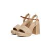High-Heel-Sandalette TOMMY HILFIGER "ROPE HEEL PLATFORM SANDAL", Damen, Gr. 41, beige, Textil, modisch, Schuhe, Blockabsatz, Plateau, Sommerschuh mit verstellbarer Schnalle