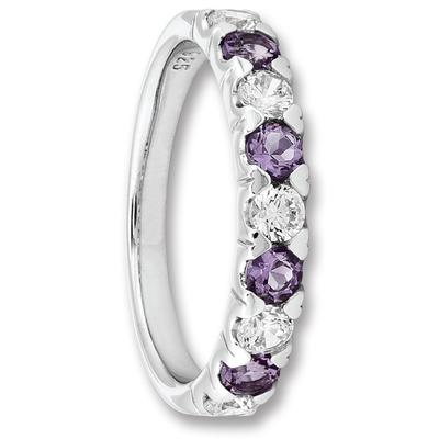 Silberring ONE ELEMENT "Zirkonia & Amethyst Ring aus 925 Silber" Gr. 54, silber, Fingerringe, Damen, 54,mit Zirkonia, Silber 925 (Sterlingsilber), zeitlos schön – für besondere Momente gemacht Image