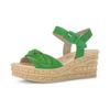 Keilsandalette GABOR, Damen, Gr. 42, grün, Ziegenveloursleder, modisch, Schuhe, Plateau, Sommerschuh, Riemchensandale mit Klettverschlüssen