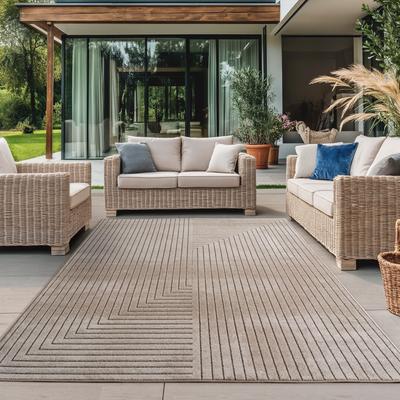 Outdoorteppich AYYILDIZ TEPPICHE "NOVA 1202", beige, B:120cm H:5mm L:170cm, Polypropylen, Teppiche, Läufer, In und Outdoor, Hoch Tief Effekt, Wohnzimmer, Aussenbereich Image