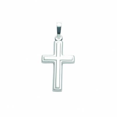 Kreuzkette ADELIA´S "Halskette - Kreuzkette mit Kreuz Anhänger aus 925 Silber", silber, Halsketten, Damen, Silber 925 (Sterlingsilber), Schmuckset mit bis 45 cm stufenlos verstellbarer 925 Silber Halskette Image