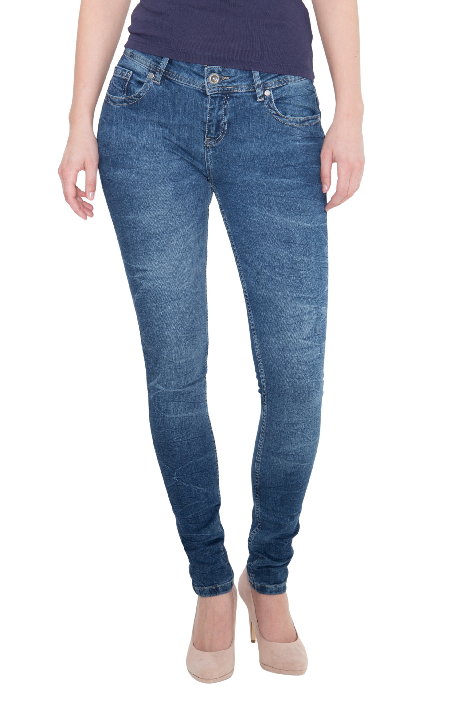 Way of Glory Damen WAY OF GLORY 5-pocket Jeans »Maria« Slim Fit Maria mittelblau Image