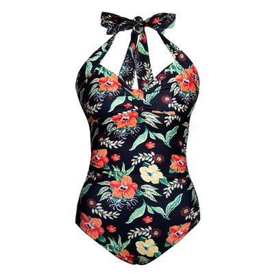 Queen Kerosin Damen Badeanzug Hibiskus Black black Image