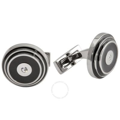 Round Stainless Steel/ Laquer Cufflinks - Metallic - Picasso and Co Earrings