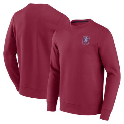 Aston Villa Essentials Rundhals-Sweatshirt mit kleinem Wappen – Weinrot – Herren Image