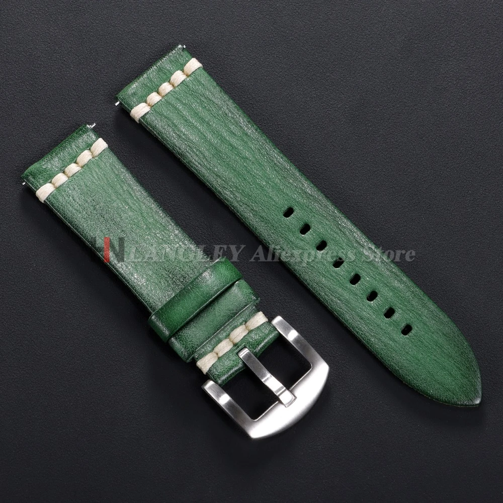 18mm 20mm 22mm 24mm handgemachtes Leder Uhrenarmband für Omega für IWC italienisches Rindsleder Armband Herren Schnellverschluss Uhrenzubehör Image