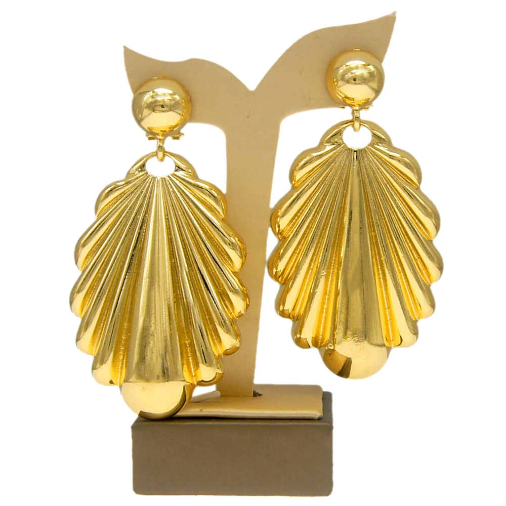 Neue Italien 18K Gold Große Ohrringe Schmuck Damen Mode Hohe Qualität Ohrring Für Frauen Party Zubehör Geschenk Gold Silber Farbe