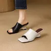 Neue Sommer Hausschuhe Aus Echtem Leder Hausschuhe für Frauen Mode Karree Damen Schuhe High Heels
