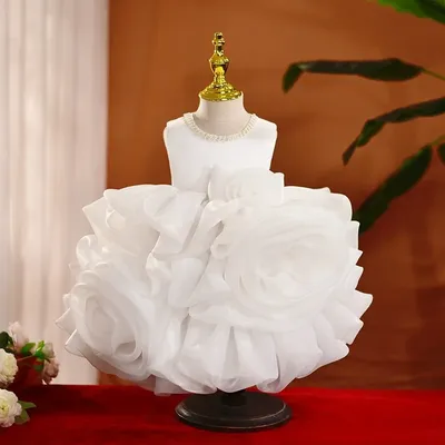 Blumenmädchen Weißes Kleid Kinder Geburtstag Taufe Kleider Für Kinder Prinzessin Kleider Baby Image