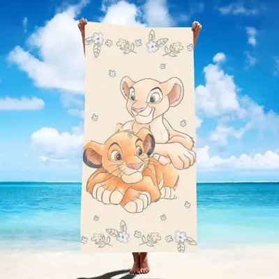 Disney The Lion King Simba and Nala Beach Towel: Fun for Your Beach Days! Suitable for towels, bath towels, beach towels, gifts