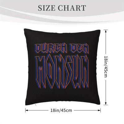 TEMU 1pc 18x18 Inch Double-sided Vintage Hotel Non-woven Polyester Throw Cover, Retro Fashion Logo Print With Zipper Closure For Various Room Types, Machine Washable Cushion Case - No Insert Image