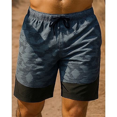 Per uomo Shorts da escursionismo Patchwork Estate Esterno Vestibilità regolare Asciugatura Rapida Leggero Elastico Traspirante Pantaloncini Elastico in vita Verde scuro Grigio Tennis Golf Corsa M L