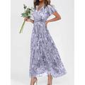 Per donna Abito maxi Abito a trapezio Vacanza Casual Boho All'aperto Uscire Vestibilità regolare Floreale Manica Corta Scollo a V Viola Fucsia Arancione Grigio Estate