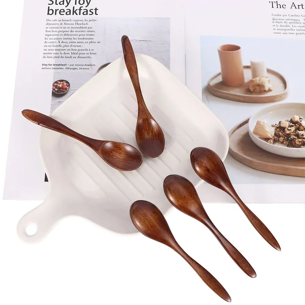 Natürliche Holz Löffel Bambus Kochen Utensil Kaffee Küche Teelöffel Geschirr Zubehör Löffel Teelöffel für Tee Rühren Löffel Image