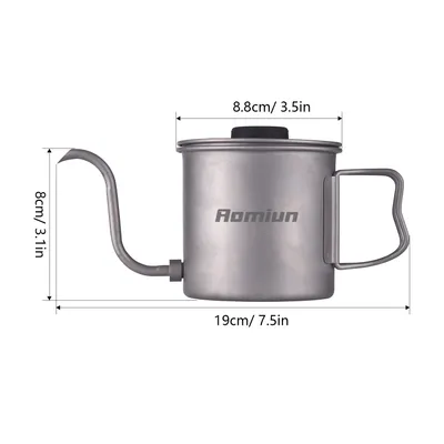 Outdoor Ti Pour Over Coffee Kettle 400ml Gooseneck Tea Kettle with Thermometer and Folding Handle Gooseneck Pour Over Kettle
