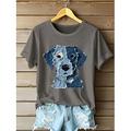 Per donna Maglietta Grafico Animale Cane Vintage Elegante Classico Manica Corta Girocollo Top Regolari Quotidiano Weekend Stampato Nero Bianco Rosa Blu Verde Estate Primavera