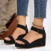 Neue Stil Frauen Schuhe Plattform Sandalen Frauen Peep Toe Hohe Keile Ferse Knöchel Schnallen Sandalen Espadrilles Weibliche Sandalen Schuhe