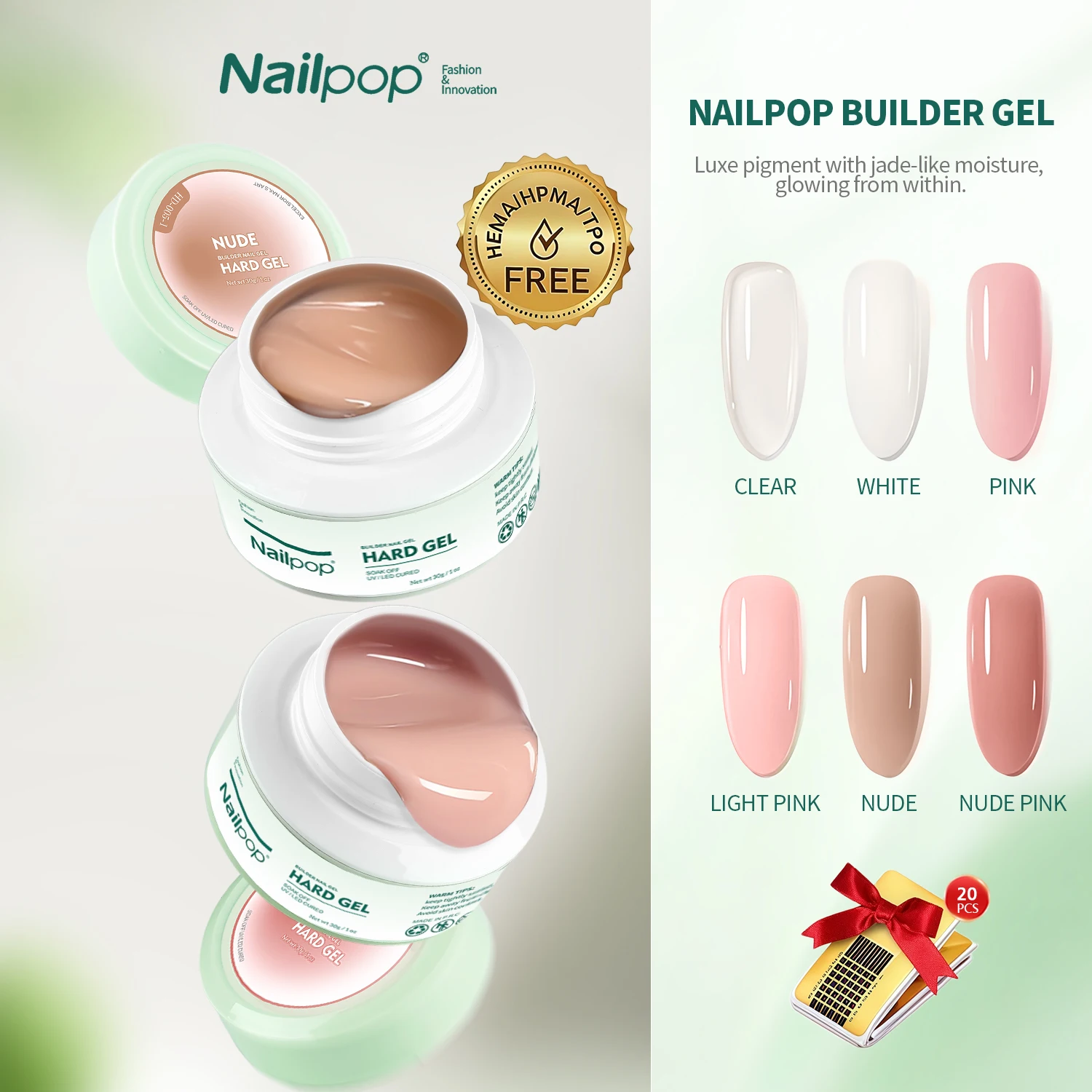 Nailpop 30 g HEMA-FREE Builder Gel Milky Smooth UV-Nagelgel zur Verlängerung, langlebiges Hartgel für Nägel, stärkt das Nagelkunst-Design Image