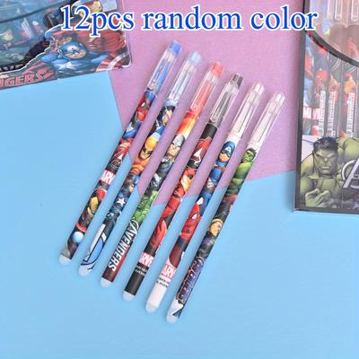 TEMU 12pcs Avengers Theme Cartoon Accessories Erasable Gel Pens New Blue And Pen Image