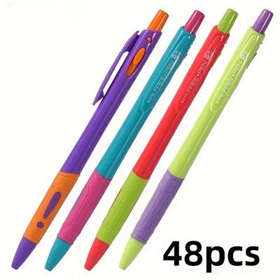 TEMU 48pcs Colorful Plastic Retractable Ballpoint Pens, 0.7mm Medium Point, Ink, Durable & For Precise Writing - Ideal For Students & Professional Image