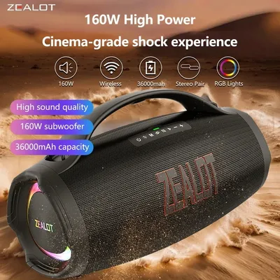 ZEALOT S98 160 W kabellose Lautsprecher, DSP-Technologie, RGB-Licht, kabellose Hifi-Klangqualität, 36000-mAh-Akku, 60 Stunden Spielzeit. Image