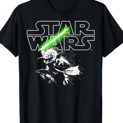 TEMU Star Wars Yoda Logo -gift 180g T-shirt 100% Cotton T-shirt Image