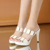 Neue Sexy Fisch Mund Stiletto High Heels Schuhe Frauen Ferse Hausschuhe Frauen Sommer High Heels Zehen Sandalen Rutschen Damen Schuhe Weiß