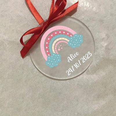 TEMU 2d Flat, 1pc/3pcs Custom Name And Date Creative Small Gift Special Round Acrylic Decoration Birthday Creative Gift Christmas Decoration Party Gift For Daughter Son Image