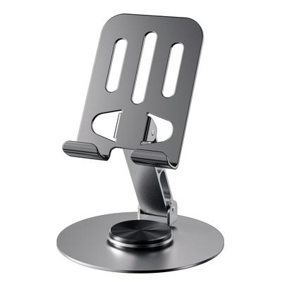 TEMU Adjustable Metal Desktop Phone Stand, 360-degree Rotating Office And Home Desk Holder, Compatible With Multiple Devices, Polished Finish, Mobile Device Support, Desktop Storage, Shelves Image