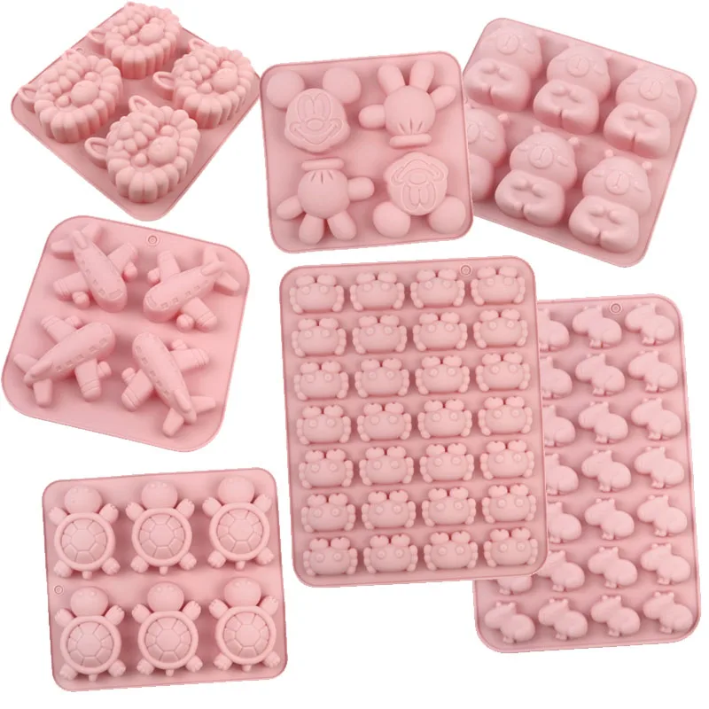 Cartoon Silikon Form Tier Maus Kapibala Alpaka Krabbe Schildkröte Flugzeug Seife Schokolade Gelee Eiswürfel Tablett Kuchen Dekorieren Werkzeuge Image