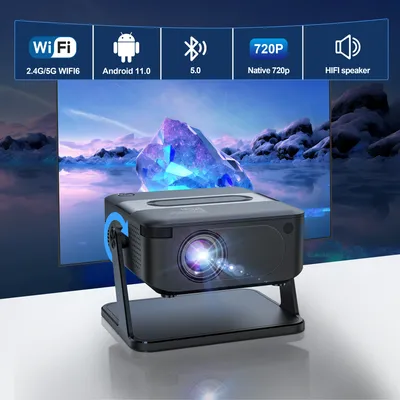 Salange HA109 Mini Projector Android11 WiFi6 BT5.0 280 ANSI 720P Built-in App Mirror SmartPhone for