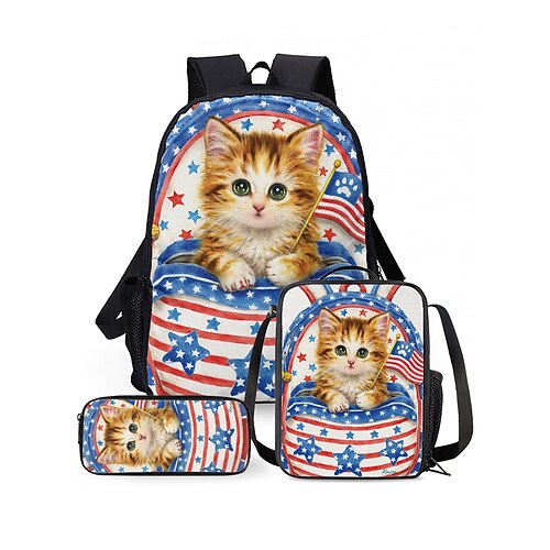 Set di zaini scolastici per bambini da 3 pezzi con simpatica stampa leopardata delle nevi: zaino leggero e impermeabile con borsa per il pranzo e astuccio per ragazzi e ragazze, ideale per gli studenti delle elementari. Usa Kayomi Harai