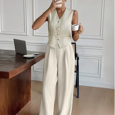 TEMU Fashion Casual Women's 2025 Summer New Style Sleeveless Vest Top/suit Vest [including ] Image