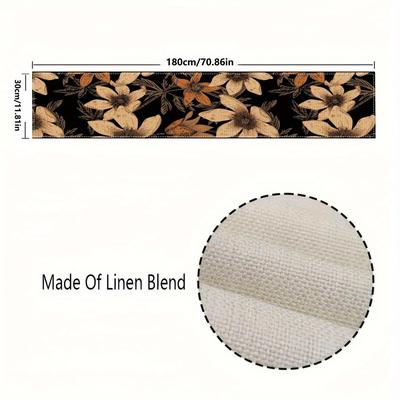 TEMU 1pc Printed Linen Table - For Dining & Parties, Rectangular Kitchen And Restaurant Decor Image