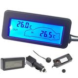 RANMEI Universal 12V Car Digital Lcd Display Thermometer Auto Mini Lcd Inside Outside Temperature Thermometer T18 W/ Socket 1.5M Cable