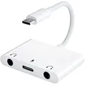 Adattatore audio da USB C a 3,5 mm, splitter per cuffie da Aux a USB C 3 in 1 compatibile per iPad Pro, Galaxy S22 S21 S20/Note 20, Pixel 4 3