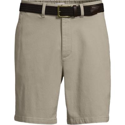 Belted Textured Chino Shorts, Slim Fit, Men, size: 30, regular, Ivory, Cotton/Lyocell/Cotton-blend, by Lands' End