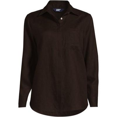 Linen Shirt, Women, size: 14-16, regular, Brown, Linen, by Lands' End