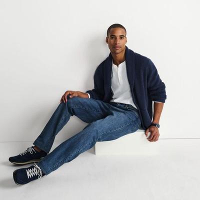 Stretch Denim Jeans, Traditional Fit, Men, size: 33, regular, Blue, Cotton-blend, by Lands' End